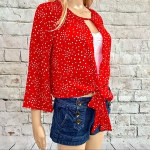 ⭐️NWOT BKE Red Blouse w/ White Polka Dots